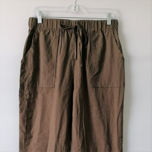 Shein Womens Brown High Rise Tie Front Elastic Waist Jogger Pants Size L - Picture 2 of 7
